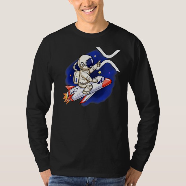 Xrp Crypto Moon Man Cute Rocket Cryptocurrency T-Shirt (Front)