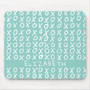 X's and O's personalised on riptide teal Mouse Pad