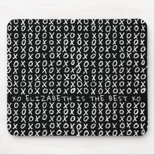 X's and O's personalized on black Mousepad
