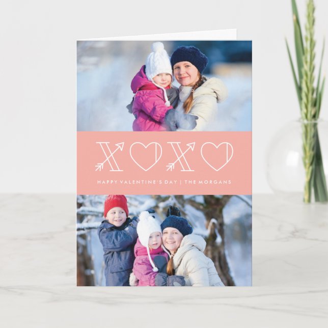 Xs & Os Valentine's Day Greeting Card - Peach (Front)