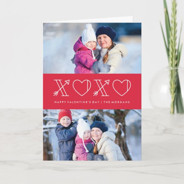 Xs & Os Valentine's Day Greeting Card - Rose (Front)