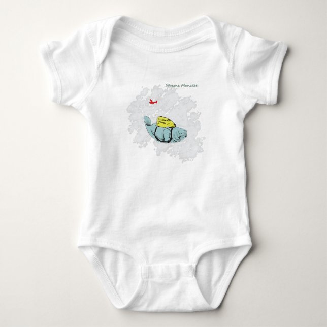 Xtreme Manatee Skydiving Baby Bodysuit (Front)