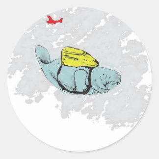 Xtreme Manatee Skydiving Classic Round Sticker