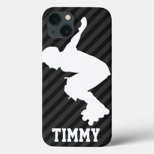 Xtreme Skating; Black & Dark Grey Stripes iPhone 13 Case