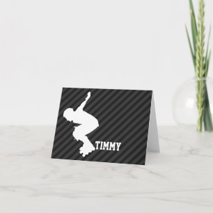 Xtreme Skating; Black & Dark Grey Stripes Note Card