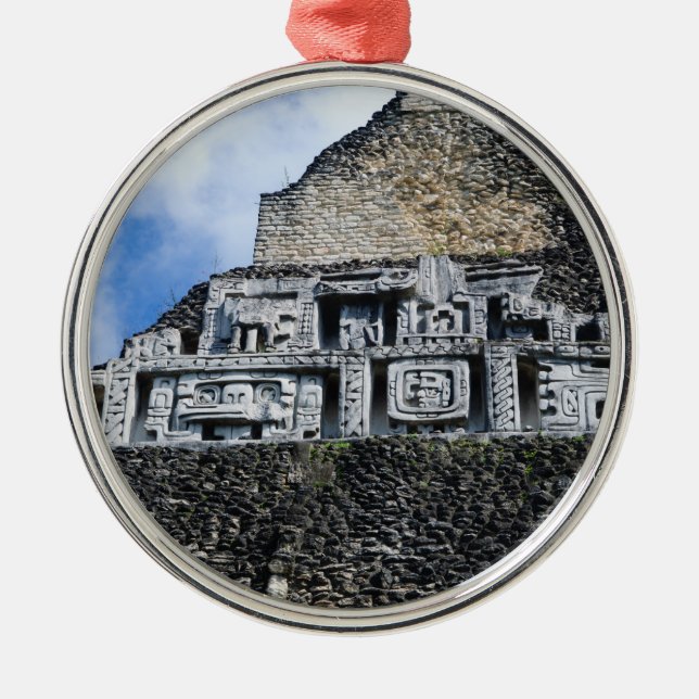 Xunantunich Mayan Ruin in Belise Metal Tree Decoration (Front)