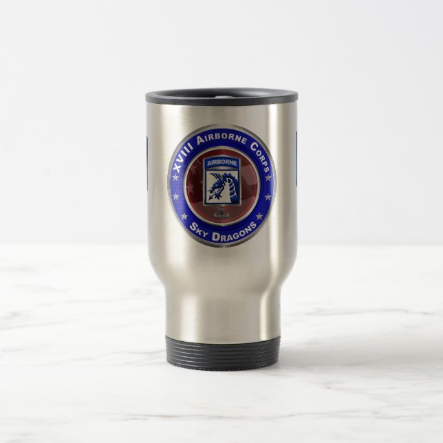 XVIII Airborne Corps Sky Dragons Travel Mug (Center)