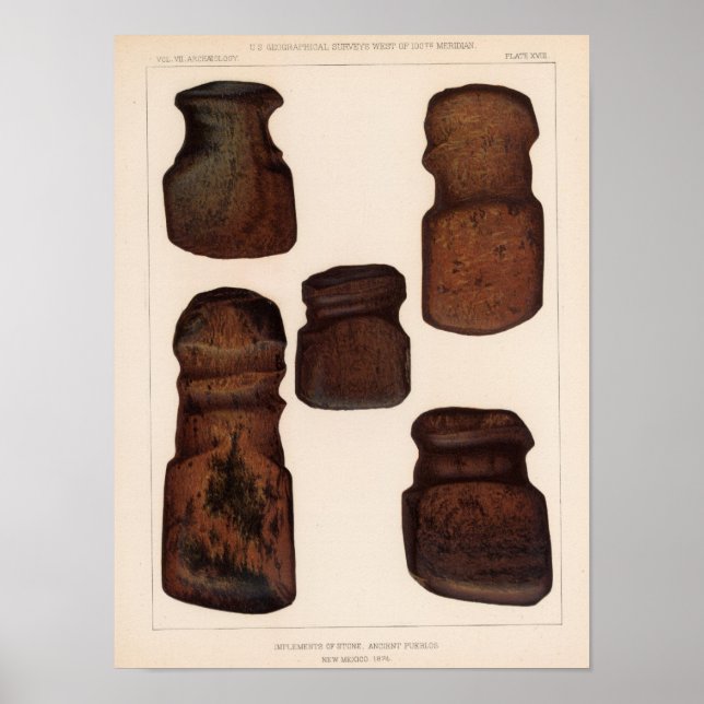 XVIII Stone implements, New Mexico Poster (Front)