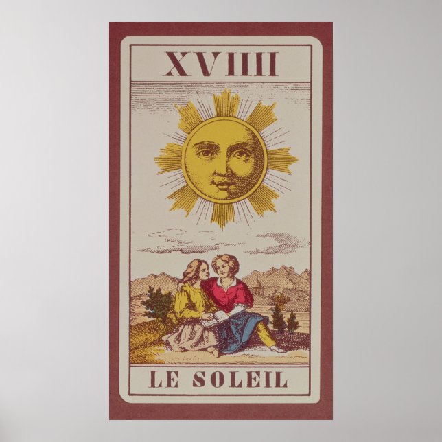 XVIIII Le Soleil, French tarot card of the Sun Poster (Front)