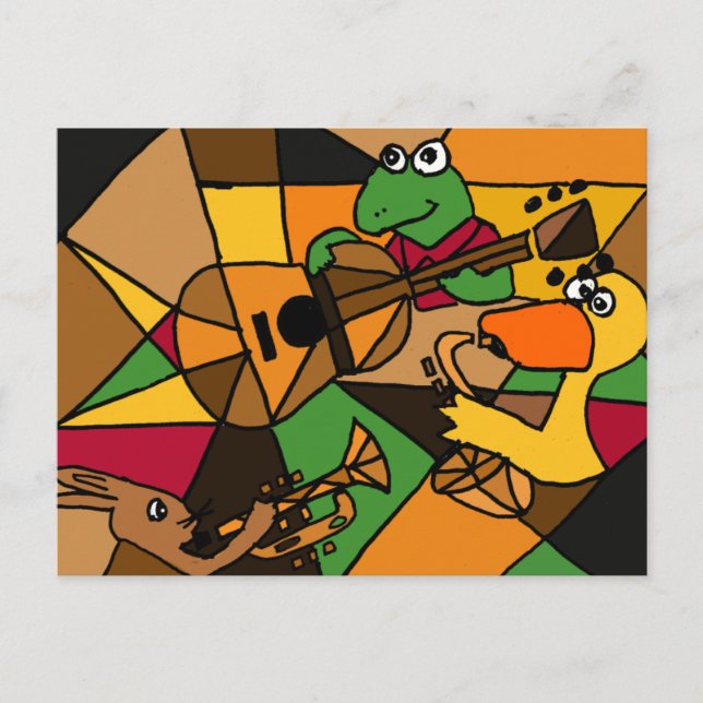 XX- Abstract Art Animals and Music Postcard (Front)