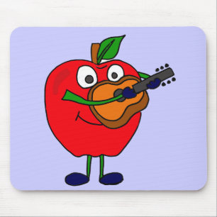 XX- Apple Playing Guitar Cartoon Mouse Pad