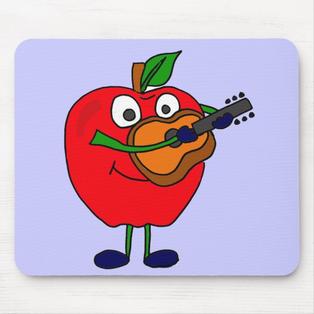 XX- Apple Playing Guitar Cartoon Mouse Pad (Front)