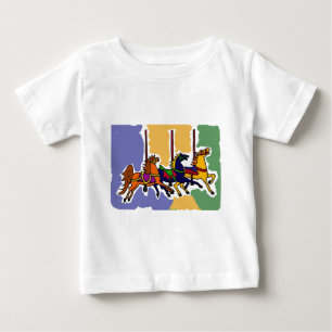 XX- Artistic Carousel Horses Folk Art Baby T-Shirt