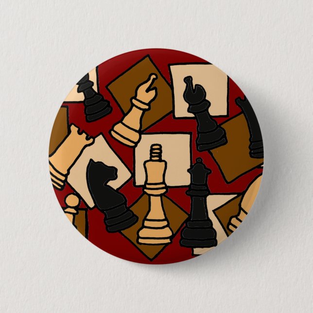 XX- Awesome Chess Game Pieces Art 6 Cm Round Badge (Front)