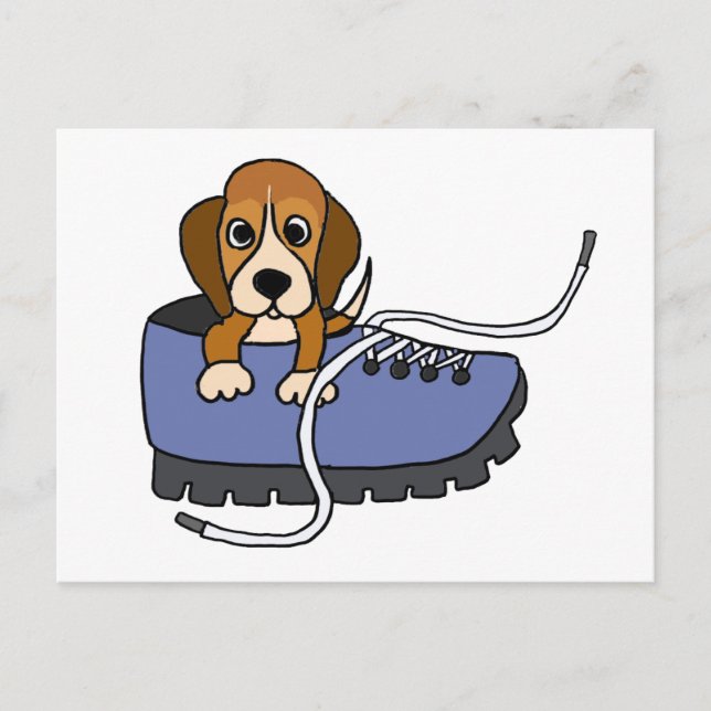 XX- Beagle Puppy Dog in a Shoe Cartoon Postcard (Front)