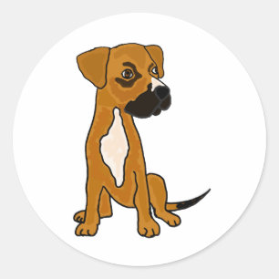 XX- Boxer Mix Rescue Dog Puppy Cartoon Classic Round Sticker