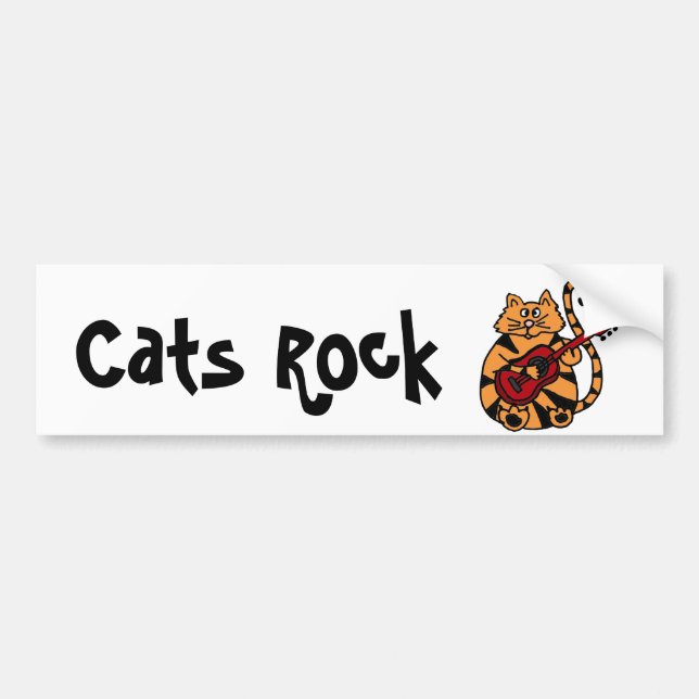 XX- Cat Playing Guitar Design Bumper Sticker (Front)