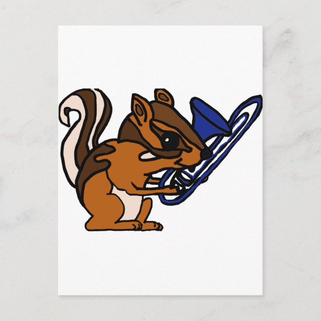 XX- Chipmunk Playing Trombone Cartoon Postcard (Front)