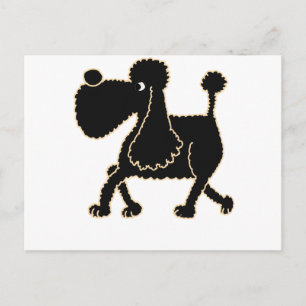 XX- Cute Black Poodle Design Postcard
