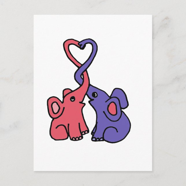 XX- Elephant Love Cartoon Postcard (Front)