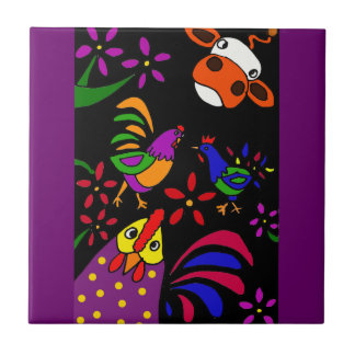 XX- Folk Art Farm Animals Tile