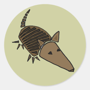 XX- Funky Armadillo Art Classic Round Sticker