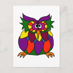 XX- Funky Owl Art Cartoon Postcard
