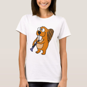 XX- Funny Beaver Playing Clarinet Cartoon T-Shirt
