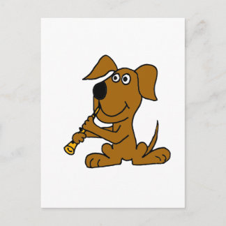 XX- Funny Brown Dog Playing the Clarinet Postcard