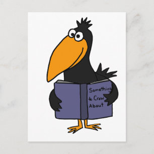 XX- Funny Crow Reading Book Cartoon Postcard