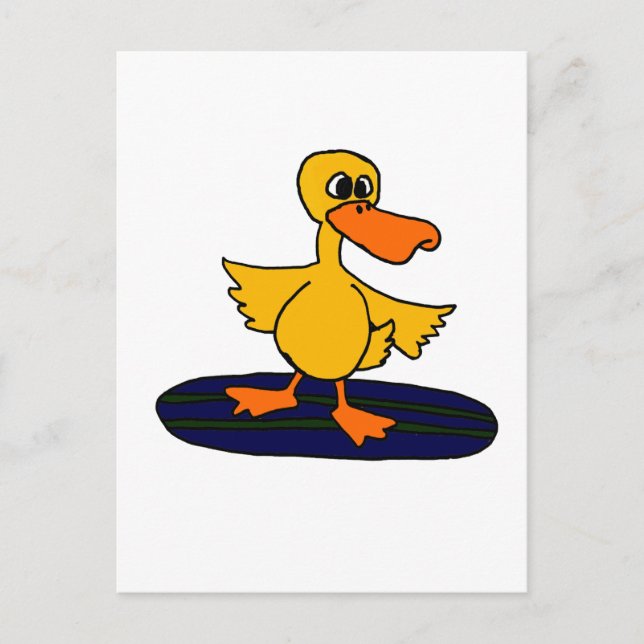 XX- Funny Duck on a Surfboard Postcard (Front)