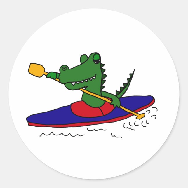 XX- Funny Gator Kayaking Classic Round Sticker (Front)