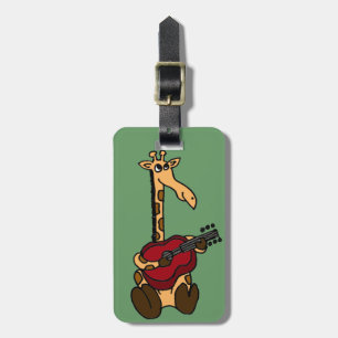 XX- Funny Giraffe Playing Guitar Luggage Tag