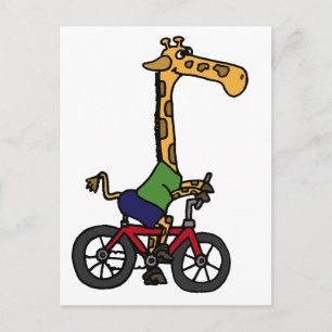 XX- Funny Giraffe Riding Bicycle Cartoon Postcard