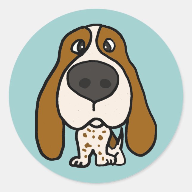 XX- Funny Hound Dog Classic Round Sticker (Front)