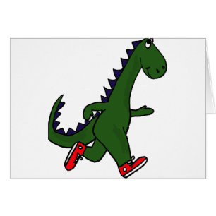 XX- Funny jogging dinosaur with Red Sneakers