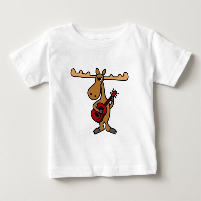 XX- Funny Moose Playing Guitar Cartoon Baby T-Shirt (Front)