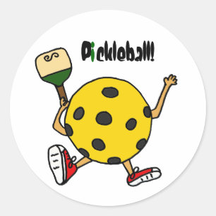 XX- Funny Pickleball Character Classic Round Sticker