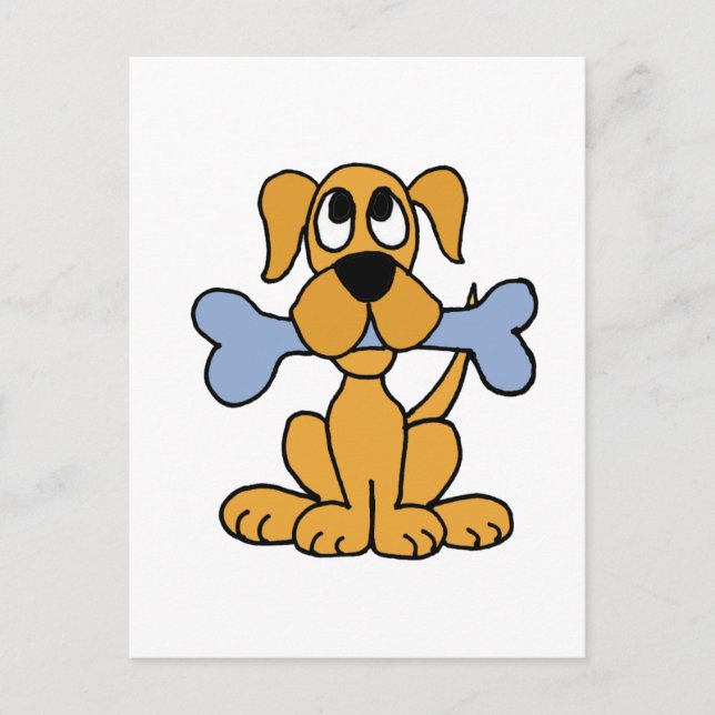 XX- Funny Puppy Dog with a Bone Design Postcard (Front)