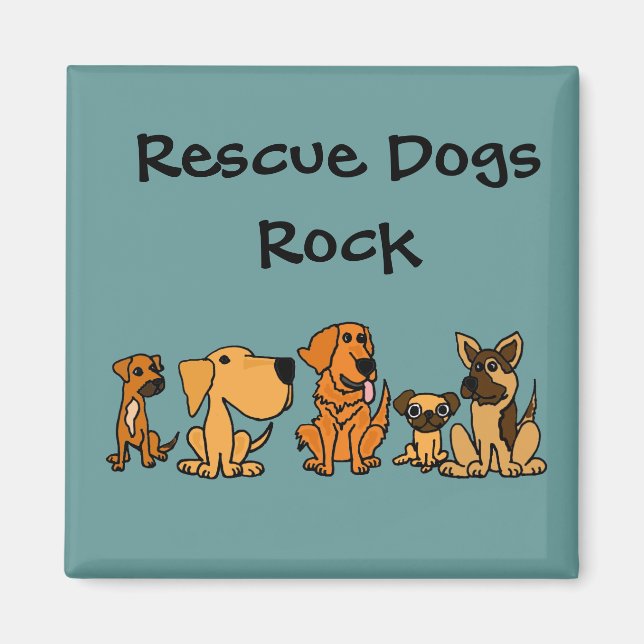 XX- Funny Rescue Dogs Group Cartoon Magnet (Front)