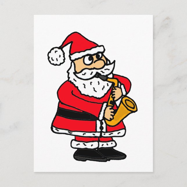 XX- Funny Santa Claus Playing the Saxophone Holiday Postcard (Front)