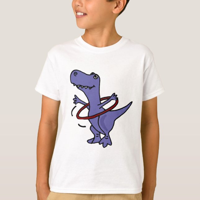 XX- Funny T-rex Dinosaur Using Hula Hoop T-Shirt (Front)