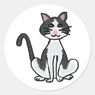 XX- Grey and White Kitty Cat Classic Round Sticker