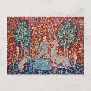 XX- Lady and the Unicorn Tapestry Art Design Postcard
