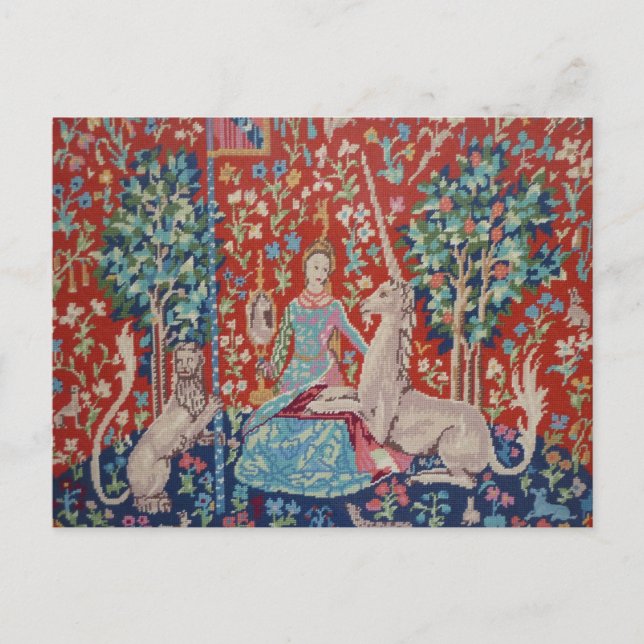 XX- Lady and the Unicorn Tapestry Art Design Postcard (Front)