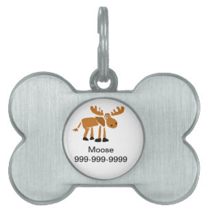 XX- Primitive Art Moose Pet Name Tag