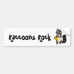 XX- Racoon Playing Saxophone Cartoon Bumper Sticker