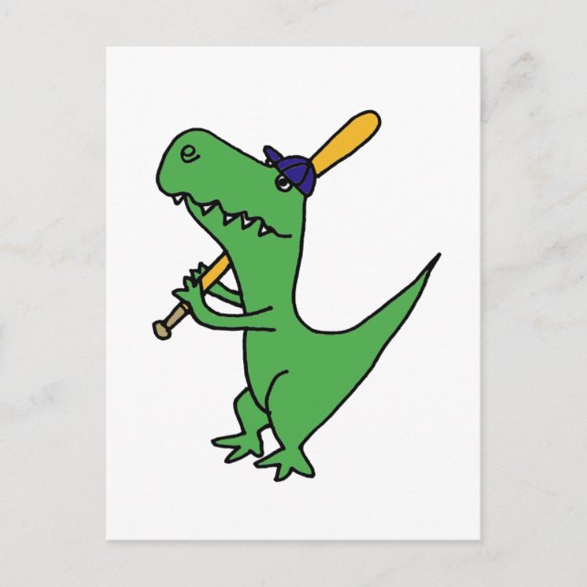 XX- T-rex Dinosaur Playing Baseball Postcard (Front)
