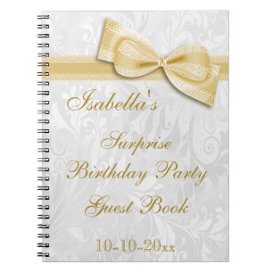 XXth SURPRISE Birthday Party Damask and Bow Notebook