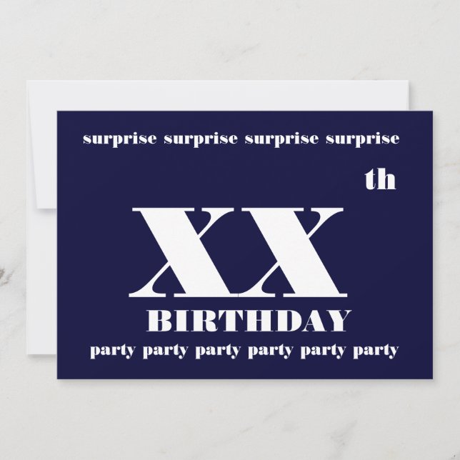 xxth SURPRISE Birthday Party Invitation Template (Front)